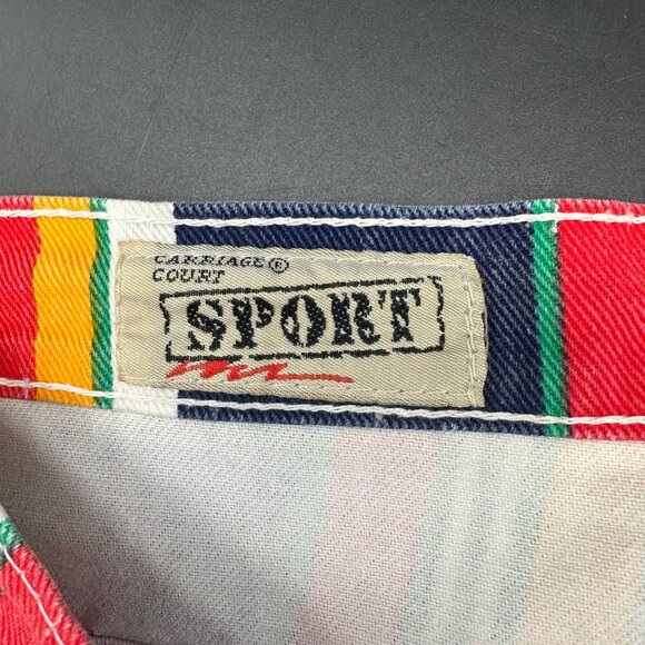 Vintage Striped Shorts Size 16 Denim 1990s Carriage Court Sport Fresh Prince - Picture 6 of 8